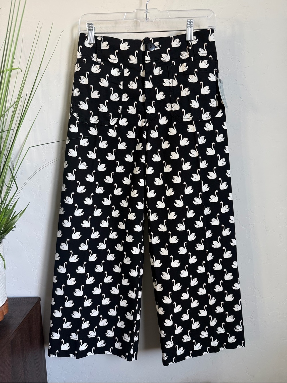 Anthropologie Maeve Colette Swan Print Pants 27P Petite NWT